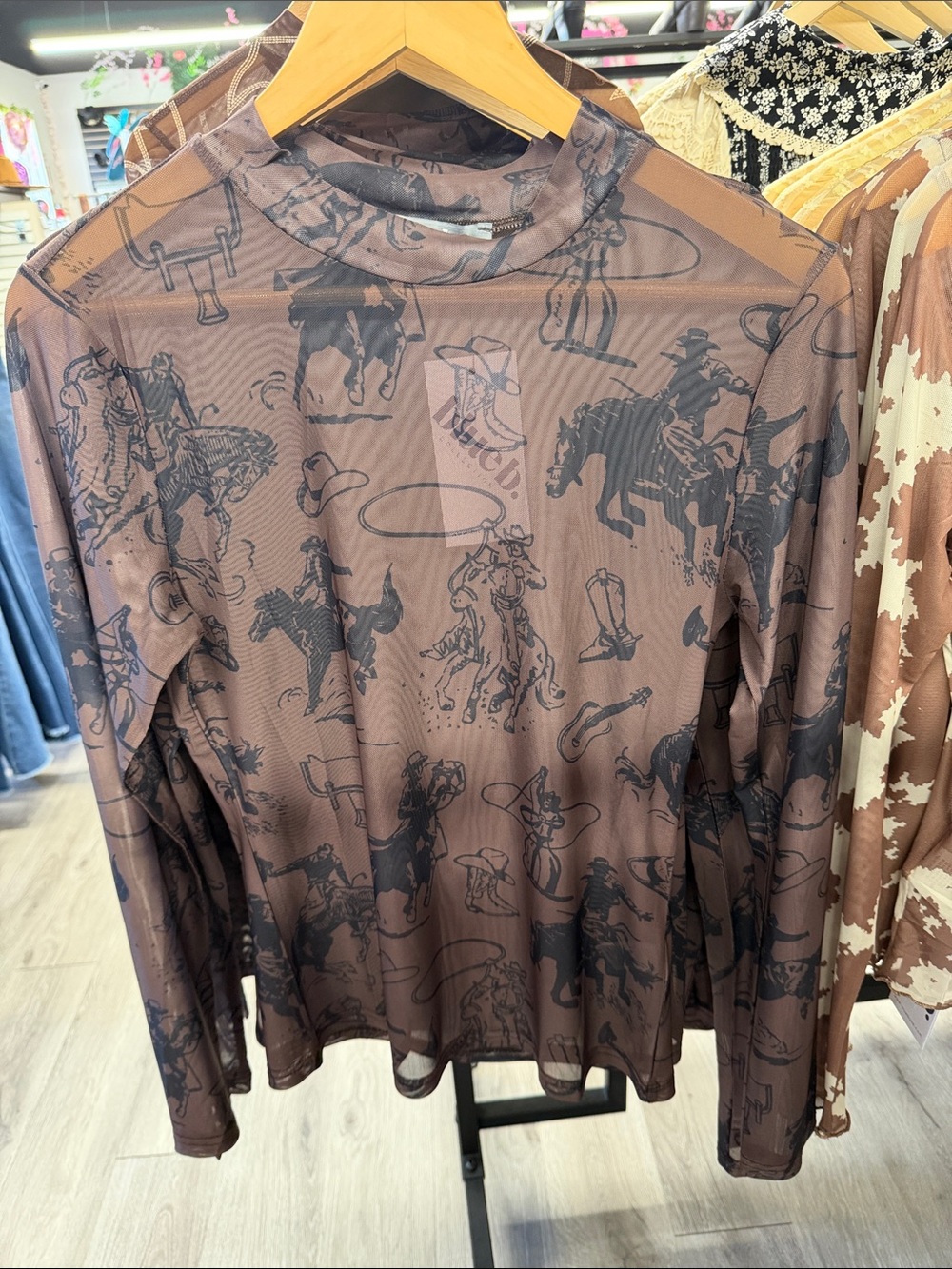 Bluebell Collection Brown Long-Sleeve Western Print Shirt